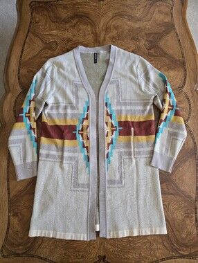 Crazy Train Southwestern Cardigan Womens Size Large Open Front Western Boho